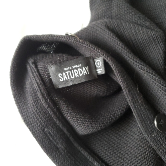 Kate Spade Saturday Knit Front to Back Button Up Cardigan Sweater - Black - Picture 4 of 11